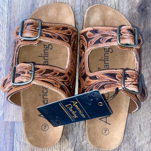American Darling Shoes - American Darling Tooled Sandals